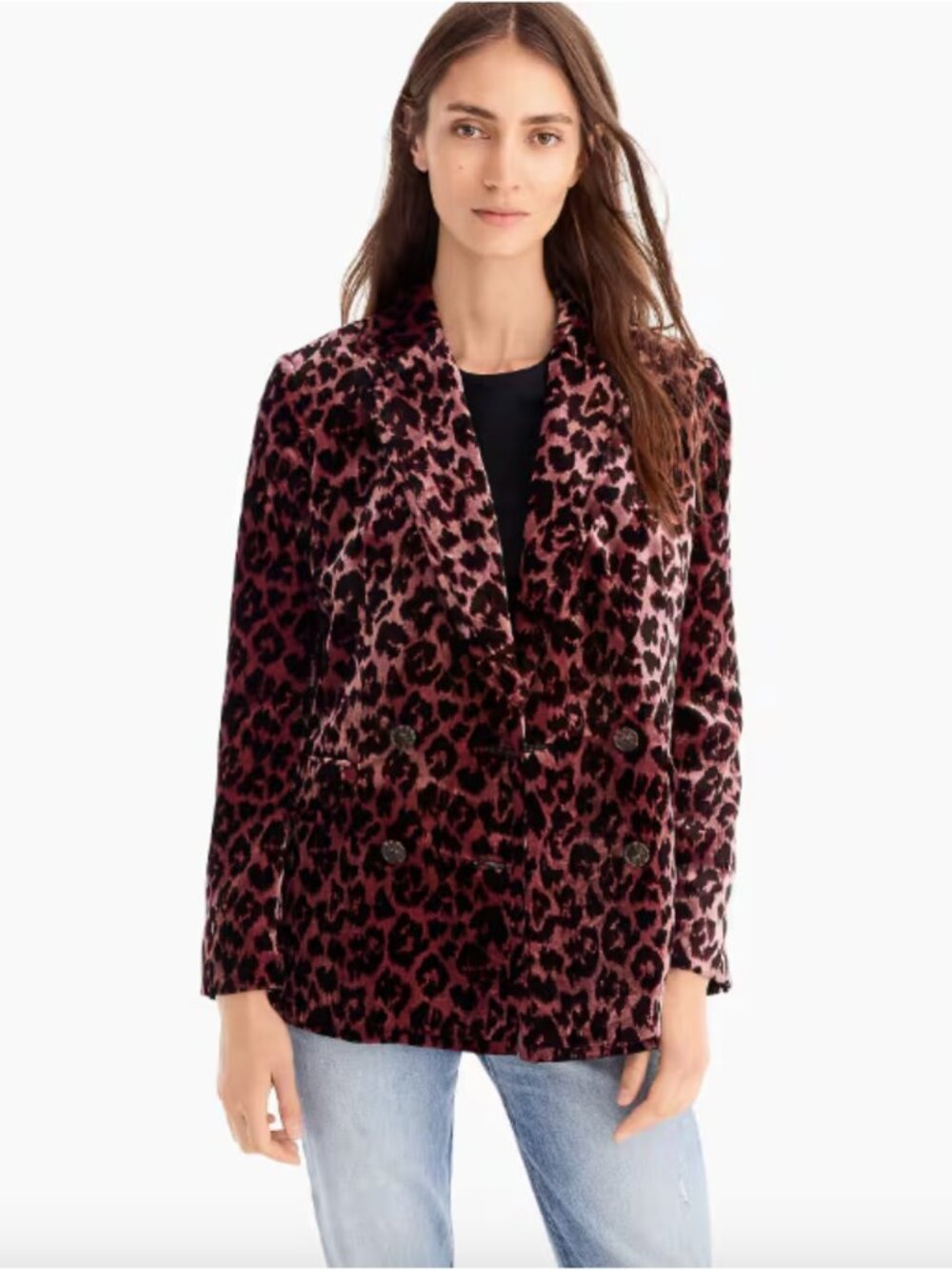 J Crew Rose Leopard Print Velvet Blazer